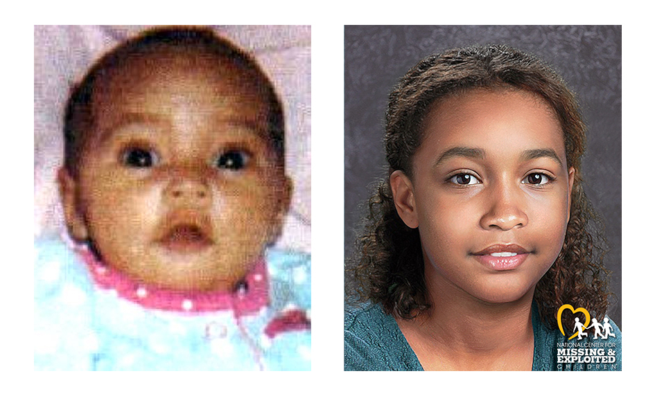 Age progressed image of Zaylee